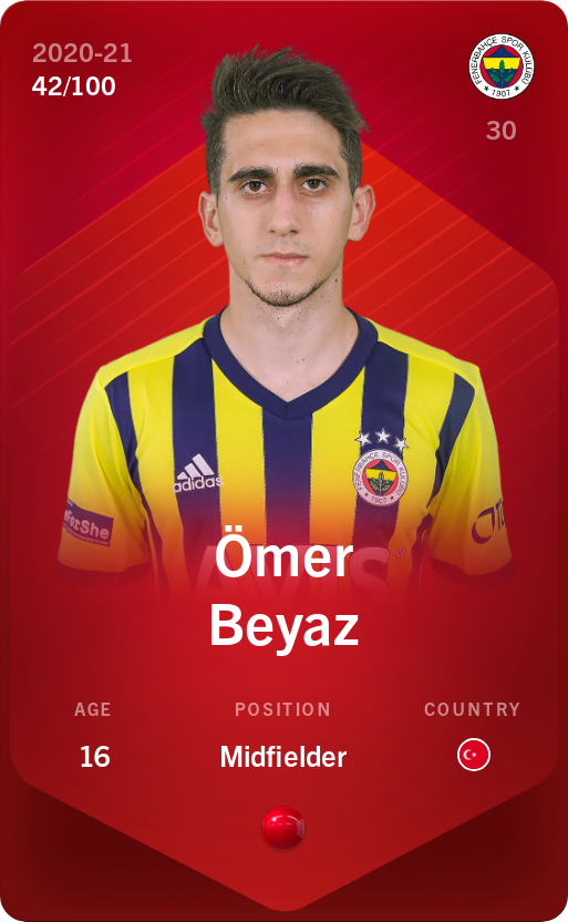 Sorare - Sorare Official - Ömer Beyaz 2020-21 • Rare 42/100 - NFT # 100016337682289060746720748170188851576500644293430773332942350760145221518890
