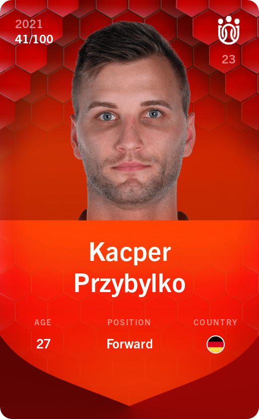 Sorare - Sorare Official - Kacper Przybylko 2021-22 • Rare 41/100 - NFT # 33523646864950830357314799812496219679498207211004023580179529052759298424362