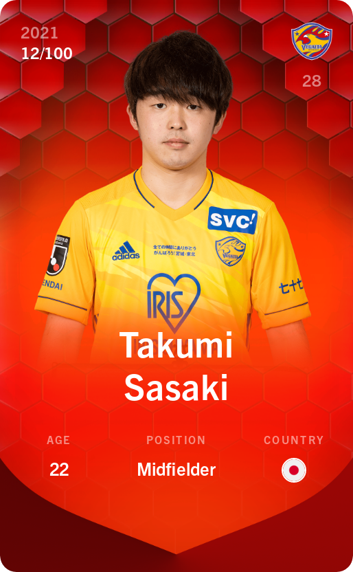 Sorare - Sorare Official - Takumi Sasaki 2021-22 • Rare 12/100 - NFT # 97049516473315899302401886554435292224484777180308200438277838769714427808468