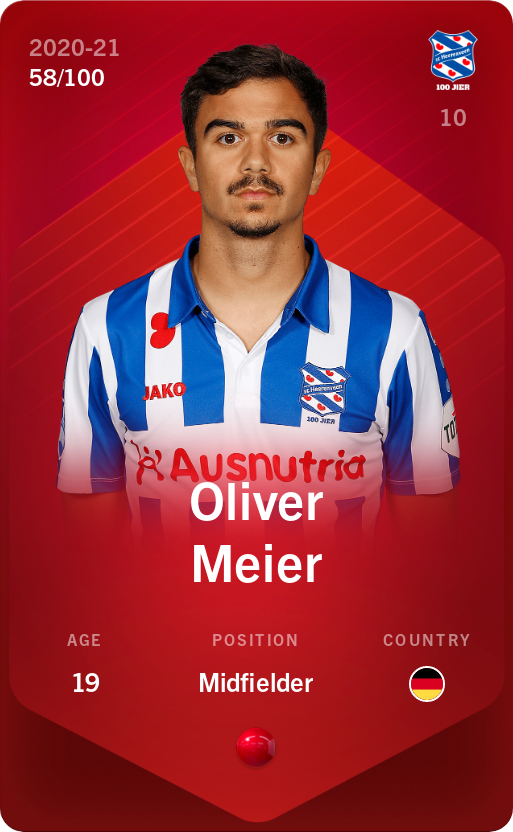 Sorare - Sorare Official - Oliver Meier 2020-21 • Rare 58/100 - NFT # 17161285725657414452034570118526124596910914445342254035507815017016481083006