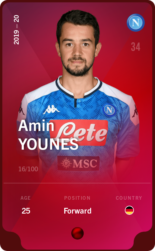 Sorare - Sorare Official - Amin Younes 2019-20 • Rare 16/100 - NFT # 10449587269202668305463239543319095523251611473187728904222656189578133972096
