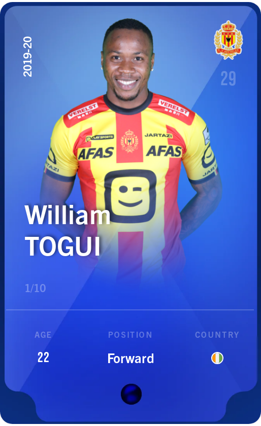 Sorare - Sorare Official - William Togui 2019-20 • Super Rare 1/10 - NFT # 57125968877803624826804107394928053317113776662425578633617342545697677070220