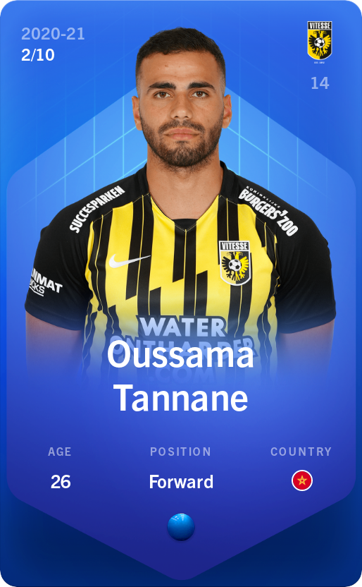 Sorare - Sorare Official - Oussama Tannane 2020-21 • Super Rare 2/10 - NFT # 111036720294316220680965293052646784185004570403115396765352034916937920372957