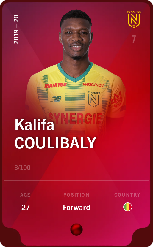 Sorare - Sorare Official - Kalifa Coulibaly 2019-20 • Rare 3/100 - NFT # 42707855179245505884236509003158025612310497417252051707514179082793727504616