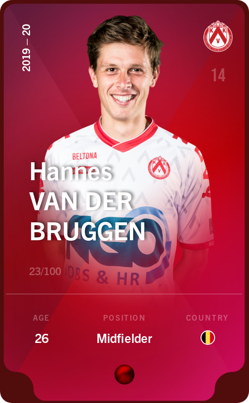 Sorare - Sorare Official - Hannes Van der Bruggen 2019-20 • Rare 23/100 - NFT # 83075074148133123987967400814584245600926202020414870621776955176215289442783