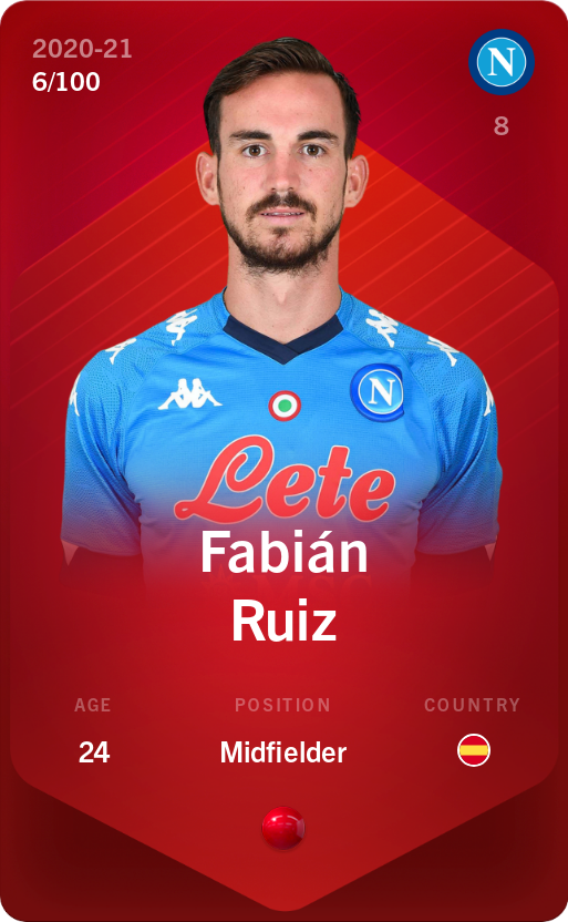 Sorare - Sorare Official - Fabián Ruiz 2020-21 • Rare 6/100 - NFT # 48174437821228425824989342445958917719283355419892838591622237914688791906834
