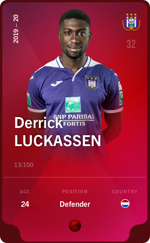 Sorare - Sorare Official - Derrick Luckassen 2019-20 • Rare 13/100 - NFT # 59035464885808827538877726403549160645691551840846015616897462773707846051197
