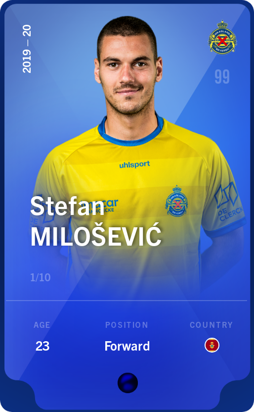 Sorare - Sorare Official - Stefan Milošević 2019-20 • Super Rare 1/10 - NFT # 86107377206072872832581853273617079807617743243983292224325962913818054328155