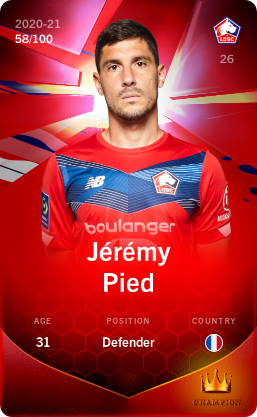 Sorare - Sorare Official - Jérémy Pied 2020-21 • Rare 58/100 - NFT # 26576585138962148096923450628458023260606544883137089952656722723533454644605