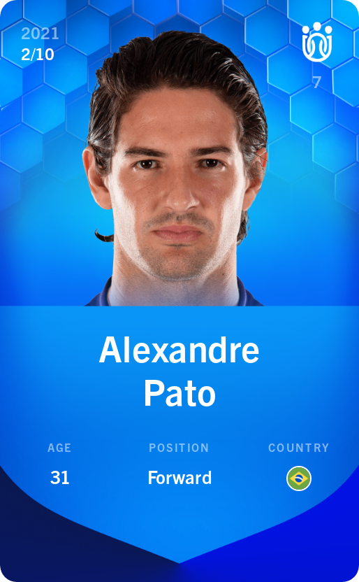 Sorare - Sorare Official - Alexandre Pato 2021-22 • Super Rare 2/10 - NFT # 19140179569374174222552760973434653688545902619452505208904251747926409407066