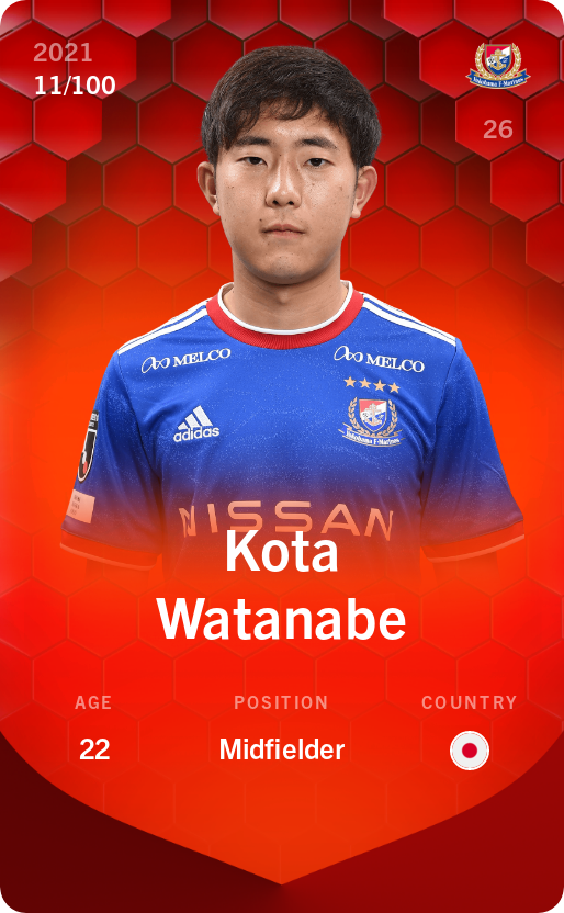 Sorare - Sorare Official - Kota Watanabe 2021-22 • Rare 11/100 - NFT # 53775788323934142472746716028036233840443727240390736454752240589608347666044