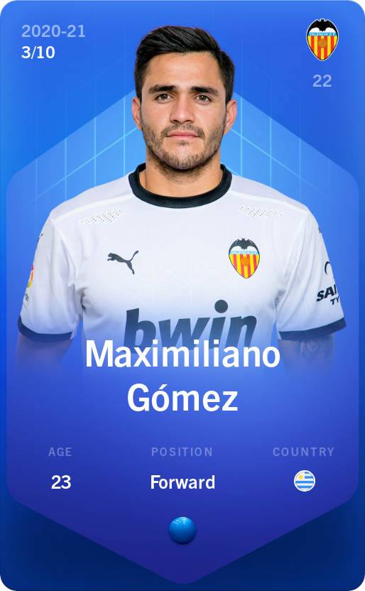 Sorare - Sorare Official - Maximiliano Gómez 2020-21 • Super Rare 3/10 - NFT # 57131095073907060762631338014749062599876097176550002697531448899093610119692