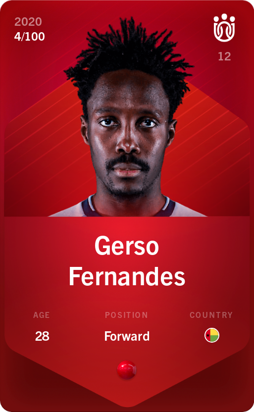 Sorare - Sorare Official - Gerso Fernandes 2020-21 • Rare 4/100 - NFT # 68869244632601224117250601166525355045466328049760310671607043803491556166657