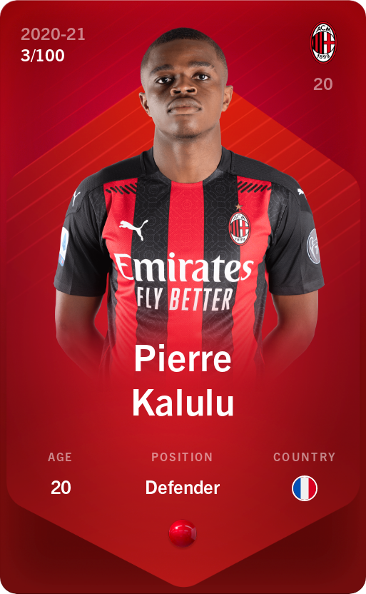 Sorare - Sorare Official - Pierre Kalulu 2020-21 • Rare 3/100 - NFT # 95243190991711627092009676479841855270989795485151301588583377150746392462619
