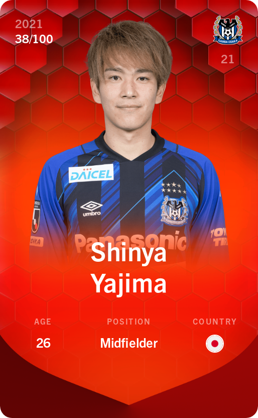 Sorare - Sorare Official - Shinya Yajima 2021-22 • Rare 38/100 - NFT # 99080314143096612978015760887997189826267522003874597081646421167137736560719