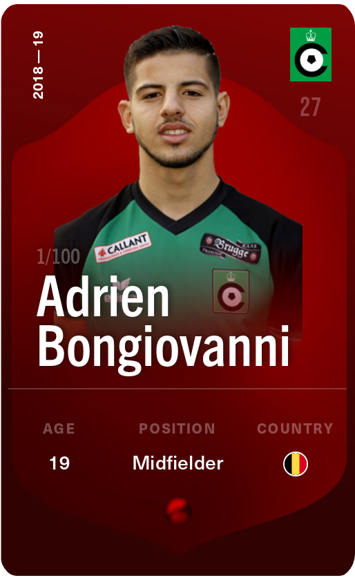Sorare - Sorare Official - Adrien Bongiovanni 2018-19 • Rare 1/100 - NFT # 104863381226799998408507734907458212072274688322965168315366014717893621101696