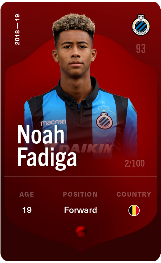 Sorare - Sorare Official - Noah Fadiga 2018-19 • Rare 2/100 - NFT # 39876538211171347762908490881448998577012548474524790043121653443386311826247
