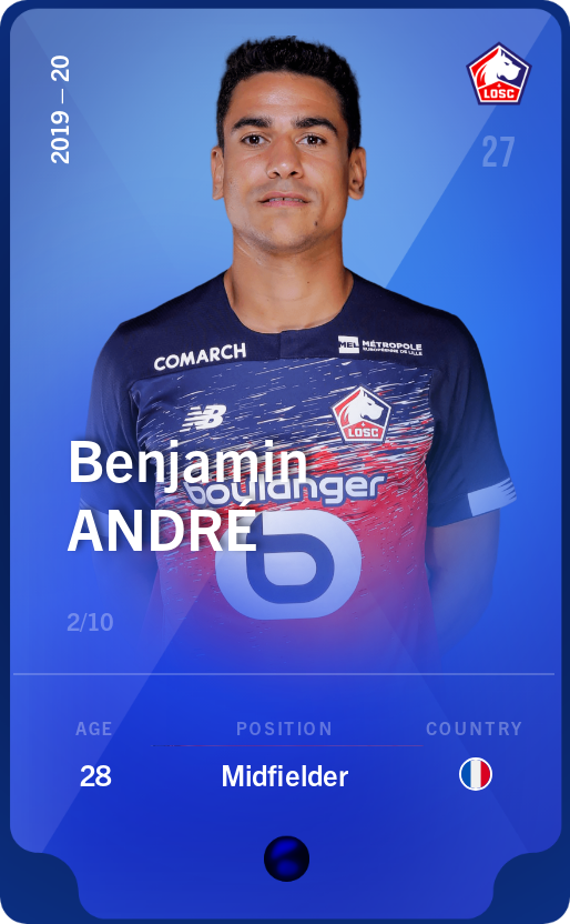 Sorare - Sorare Official - Benjamin André 2019-20 • Super Rare 2/10 - NFT # 50854362659640020713520733701193576397756630681736106446027178688790531915633
