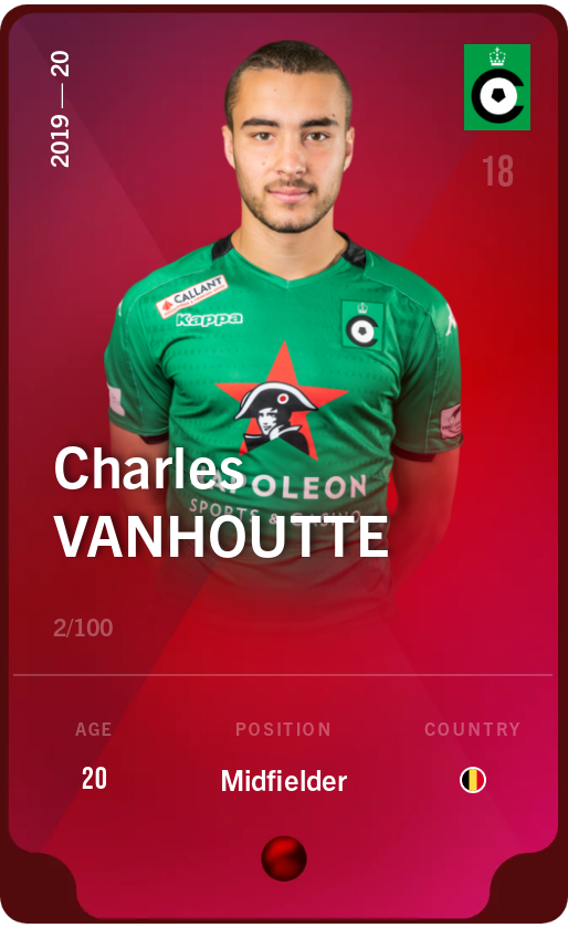 Sorare - Sorare Official - Charles Vanhoutte 2019-20 • Rare 2/100 - NFT # 2768066626310545200441426338041024239972844324388840706033846338071676126976