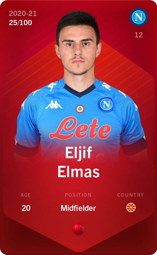Sorare - Sorare Official - Eljif Elmas 2020-21 • Rare 25/100 - NFT # 11627188706667360225092300369514761333901252523984740074016523594916734909360