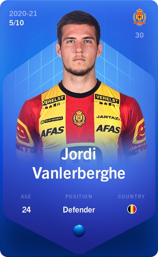 Sorare - Sorare Official - Jordi Vanlerberghe 2020-21 • Super Rare 5/10 - NFT # 55832150248012975911051748349509731429816273423064630903033605251898129621094