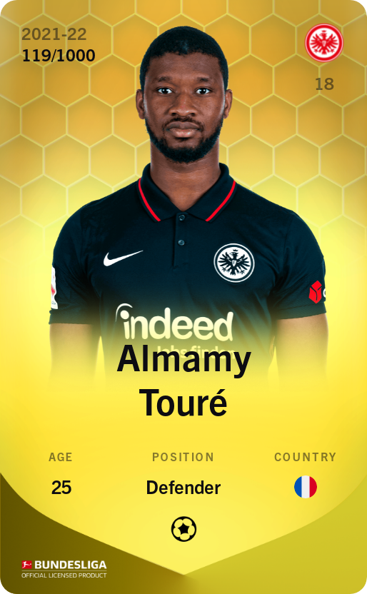 Sorare - Sorare Official - Almamy Touré 2021-22 • Limited 119/1000 - NFT # 14691449553797190262388007512670184894424403867969808013215828049270188731049