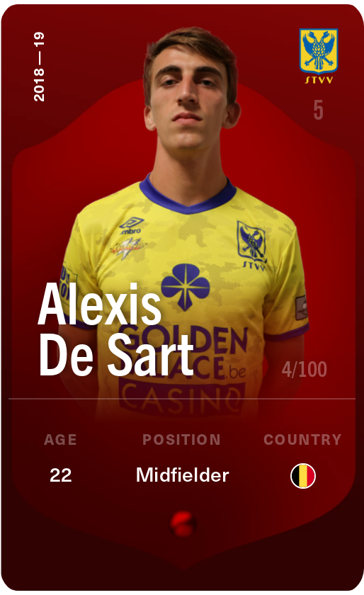 Sorare - Sorare Official - Alexis De Sart 2018-19 • Rare 4/100 - NFT # 46072222287893549915930328089427566377725558806168159940034171634591937718313
