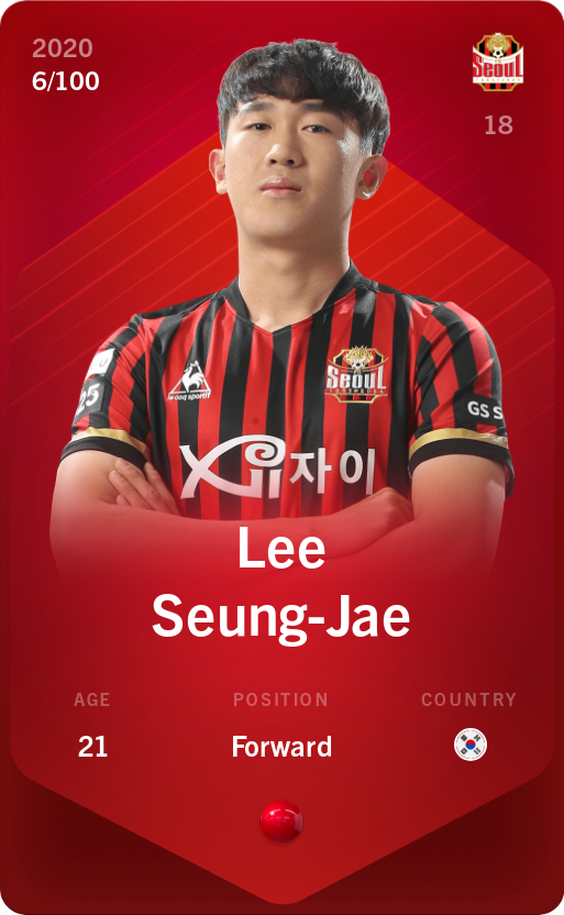 Sorare - Sorare Official - Lee Seung-Jae 2020-21 • Rare 6/100 - NFT # 71519255830361476917333145159300146367804096680073120367757067496659124918036