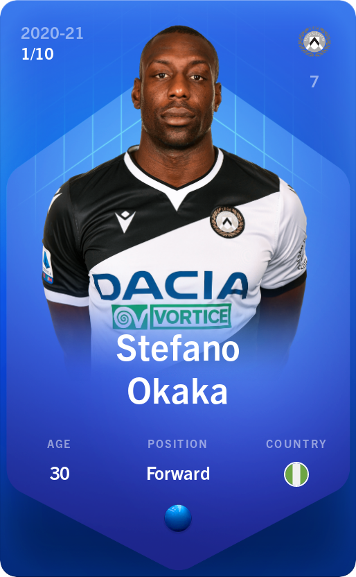 Sorare - Sorare Official - Stefano Okaka 2020-21 • Super Rare 1/10 - NFT # 36339345406455216773433217159468884723593823917283035371556135789837954814040