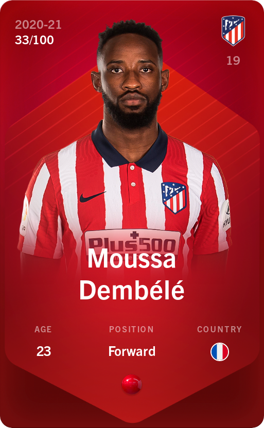 Sorare - Sorare Official - Moussa Dembélé 2020-21 • Rare 33/100 - NFT # 11538724637775509173241320473564555803250674588551933906216628807047595336620