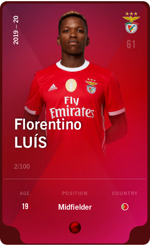 Sorare - Sorare Official - Florentino Luís 2019-20 • Rare 2/100 - NFT # 37151671093715073644684561113284548306415605581703169036965361960800731413019