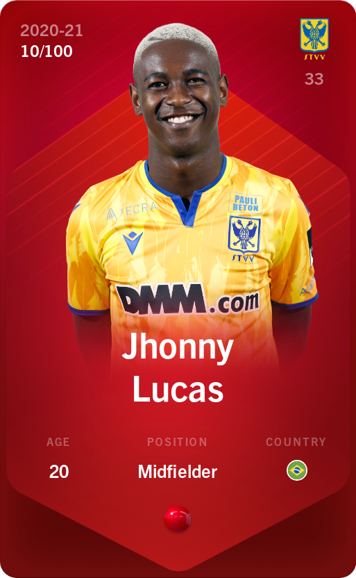 Sorare - Sorare Official - Jhonny Lucas 2020-21 • Rare 10/100 - NFT # 56019144545741145508266946201988254095222304762490699929815309328589684110425