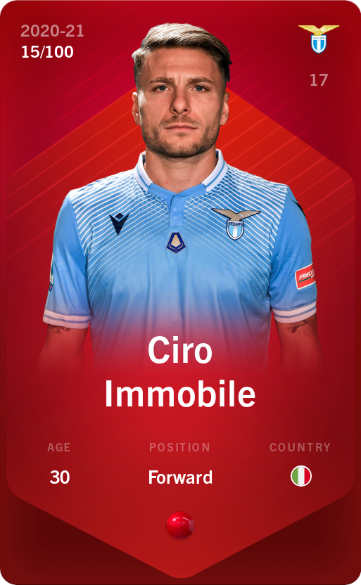 Sorare - Sorare Official - Ciro Immobile 2020-21 • Rare 15/100 - NFT # 57028642449725492551614781805857824764945153629781952611547127724768392831662