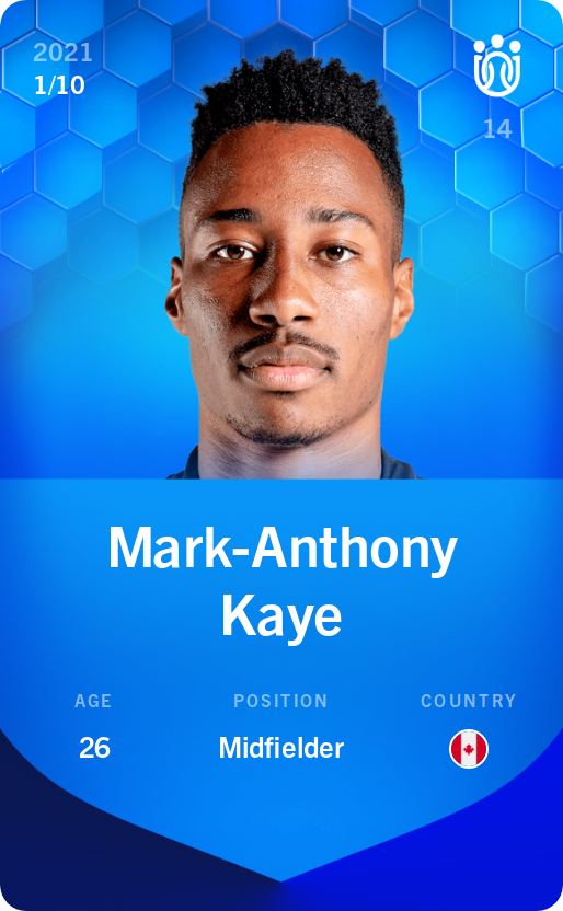 Sorare - Sorare Official - Mark-Anthony Kaye 2021-22 • Super Rare 1/10 - NFT # 91432715232617261754552075271774280417903848831640935010030597740735554892726