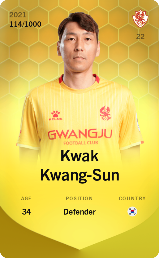 Sorare - Sorare Official - Kwak Kwang-Sun 2021-22 • Limited 114/1000 - NFT # 102930790950483199768513068340171515850697533952093198863967719096490462877717