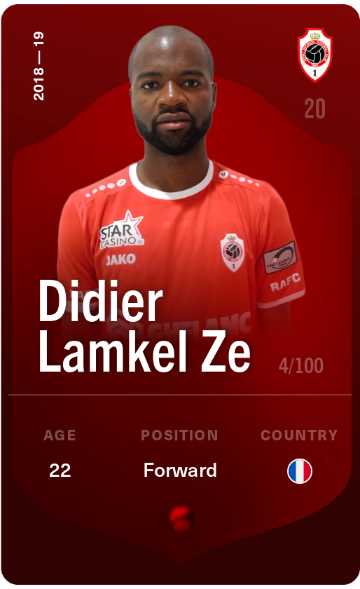 Sorare - Sorare Official - Didier Lamkel Ze 2018-19 • Rare 4/100 - NFT # 93598150979796416726541205527595463638395455794241488026492933479792503853518