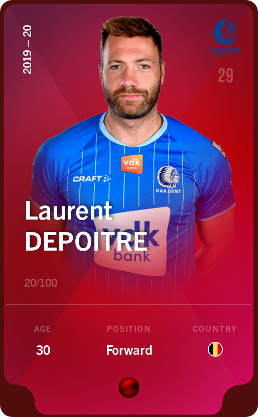 Sorare - Sorare Official - Laurent Depoitre 2019-20 • Rare 20/100 - NFT # 93161942413063768181512116932690642629970990623696619909277766678290126168730