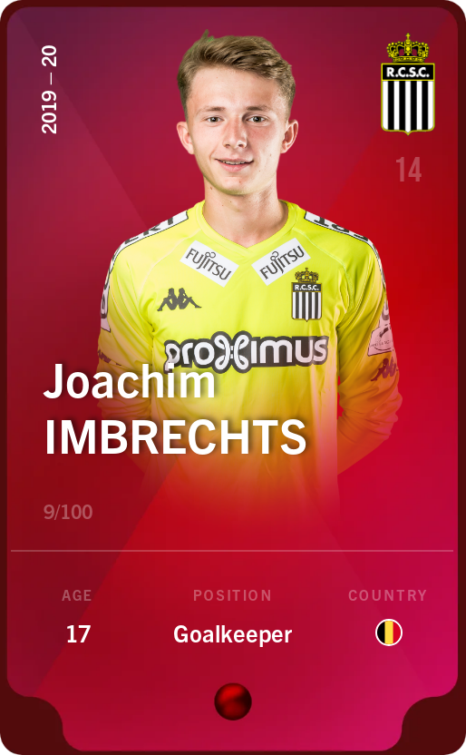 Sorare - Sorare Official - Joachim Imbrechts 2019-20 • Rare 9/100 - NFT # 3007848479355473408666140992284434665058985291322455480883421965174955712171
