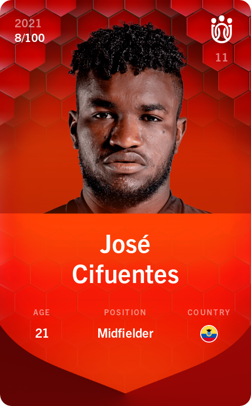 Sorare - Sorare Official - José Cifuentes 2021-22 • Rare 8/100 - NFT # 11220271830849706836832053738255207630685478818401462666340594829353068815287