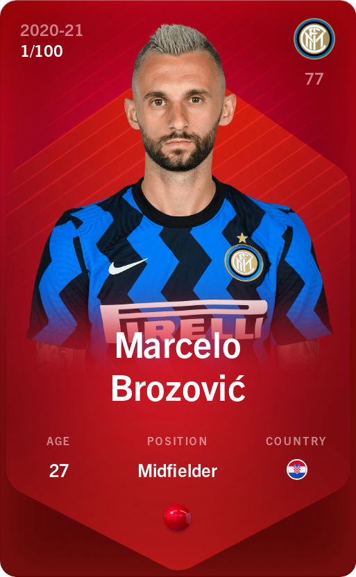 Sorare - Sorare Official - Marcelo Brozović 2020-21 • Rare 1/100 - NFT # 20246196016728415037246805928172316793928875383045001264825978306830330710486
