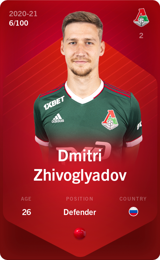 Sorare - Sorare Official - Dmitri Zhivoglyadov 2020-21 • Rare 6/100 - NFT # 88330680616260847035745145350245535102088538825216899542568687214875968481564