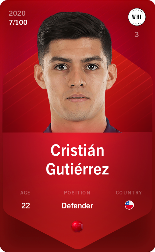 Sorare - Sorare Official - Cristián Gutiérrez 2020-21 • Rare 7/100 - NFT # 98928691952549307884838395758414557508403936584168842231572831955162679789002