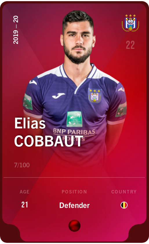 Sorare - Sorare Official - Elias Cobbaut 2019-20 • Rare 7/100 - NFT # 107558118891578789724788637376711955769509381983142992059770435076538447059835