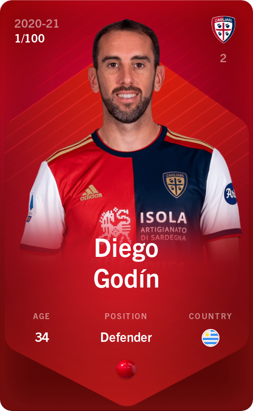 Sorare - Sorare Official - Diego Godín 2020-21 • Rare 1/100 - NFT # 45220158662552467836996929697638860173421767211812000538272559802317367449687