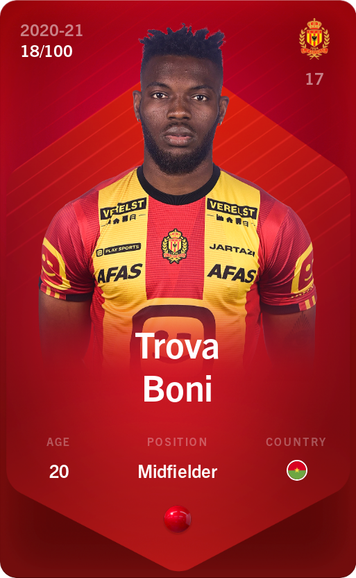 Sorare - Sorare Official - Trova Boni 2020-21 • Rare 18/100 - NFT # 54296131417899705968579071588903250449790993932312032979829658512447353507721