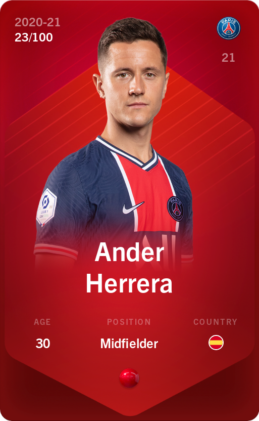 Sorare - Sorare Official - Ander Herrera 2020-21 • Rare 23/100 - NFT # 30218773591047161536203526582152167871366235125578895012493836105015219717545