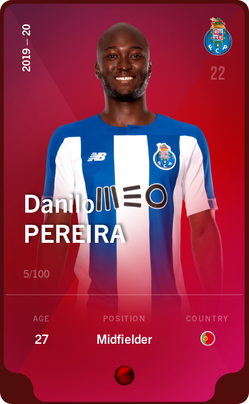 Sorare - Sorare Official - Danilo Pereira 2019-20 • Rare 5/100 - NFT # 114476469277760137083868827989608103273051928654482181380069822519776030716788