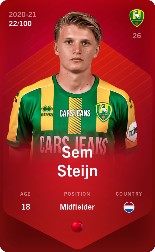 Sorare - Sorare Official - Sem Steijn 2020-21 • Rare 22/100 - NFT # 61850756446981328484265173925178458766485385086685858858787559422282081790