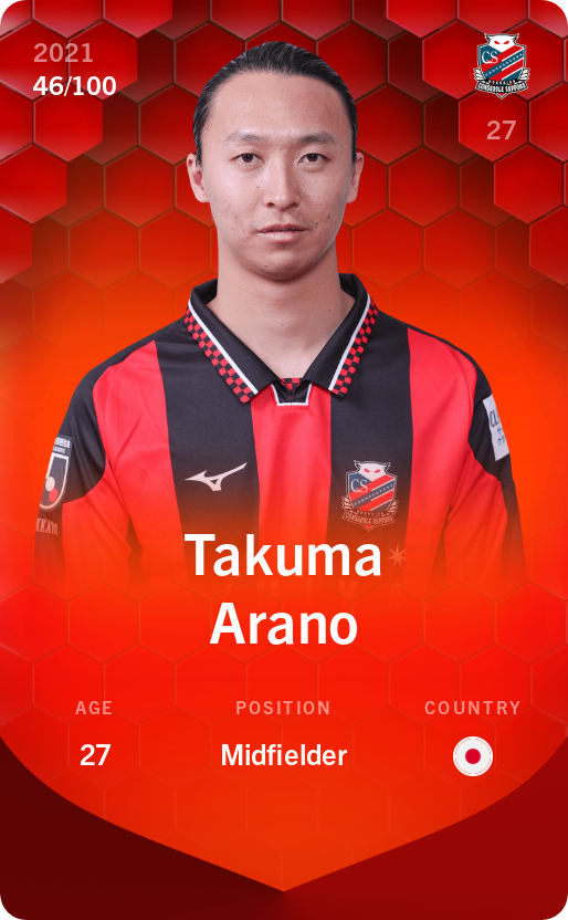 Sorare - Sorare Official - Takuma Arano 2021-22 • Rare 46/100 - NFT # 90103792550615834887643502862159517179229360953025358721285886858019908158143