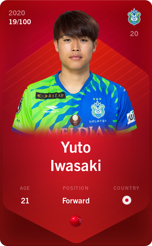 Sorare - Sorare Official - Yuto Iwasaki 2020-21 • Rare 19/100 - NFT # 32652494803451548337875260705093632617971431764804406770370183732139340394203